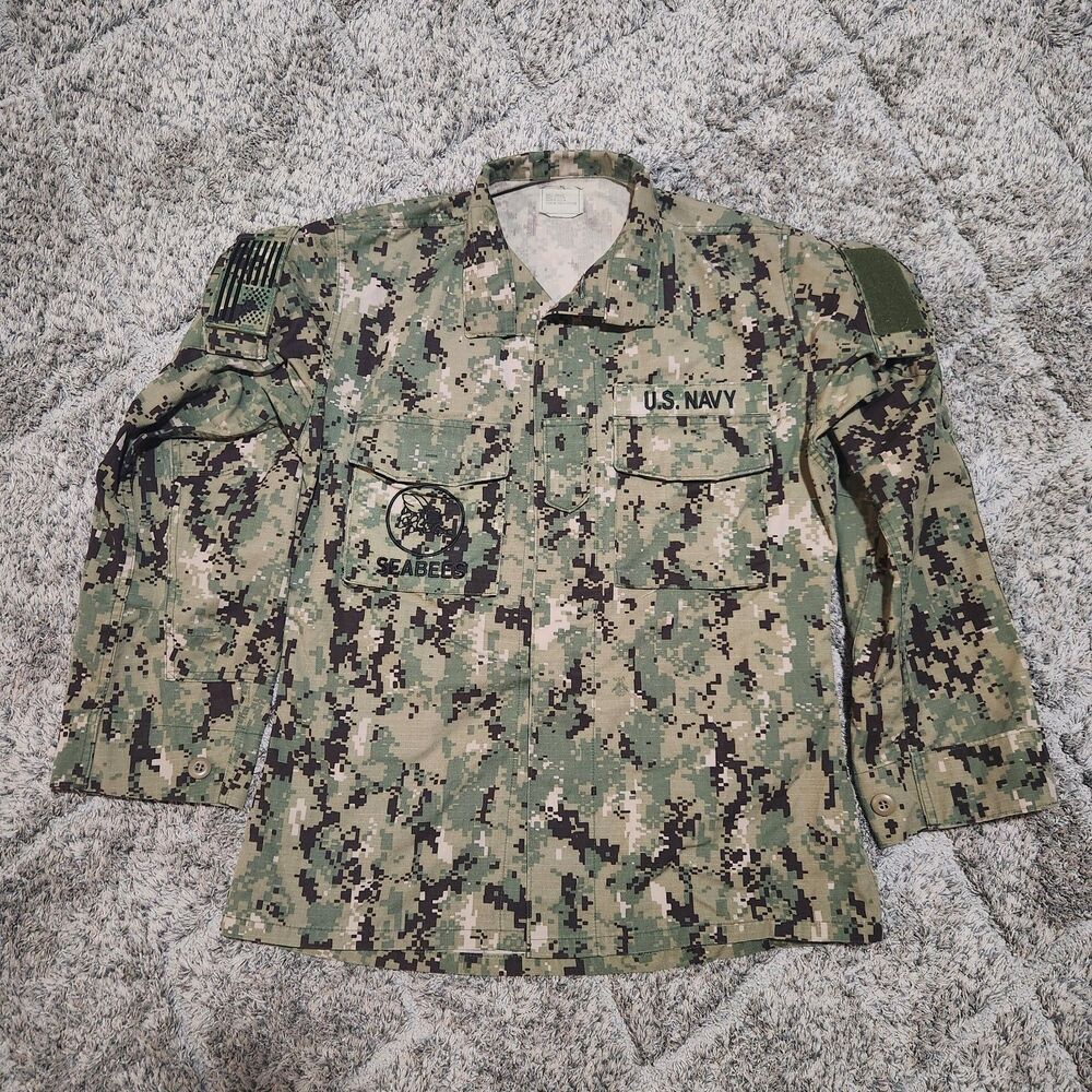 Small-Regular Seabees Navy USN NWU Type III Working Uniform Top Blouse Camo
